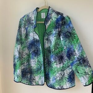 Alfred Dunner Green Blue Quilted Floral Women's Jacket
